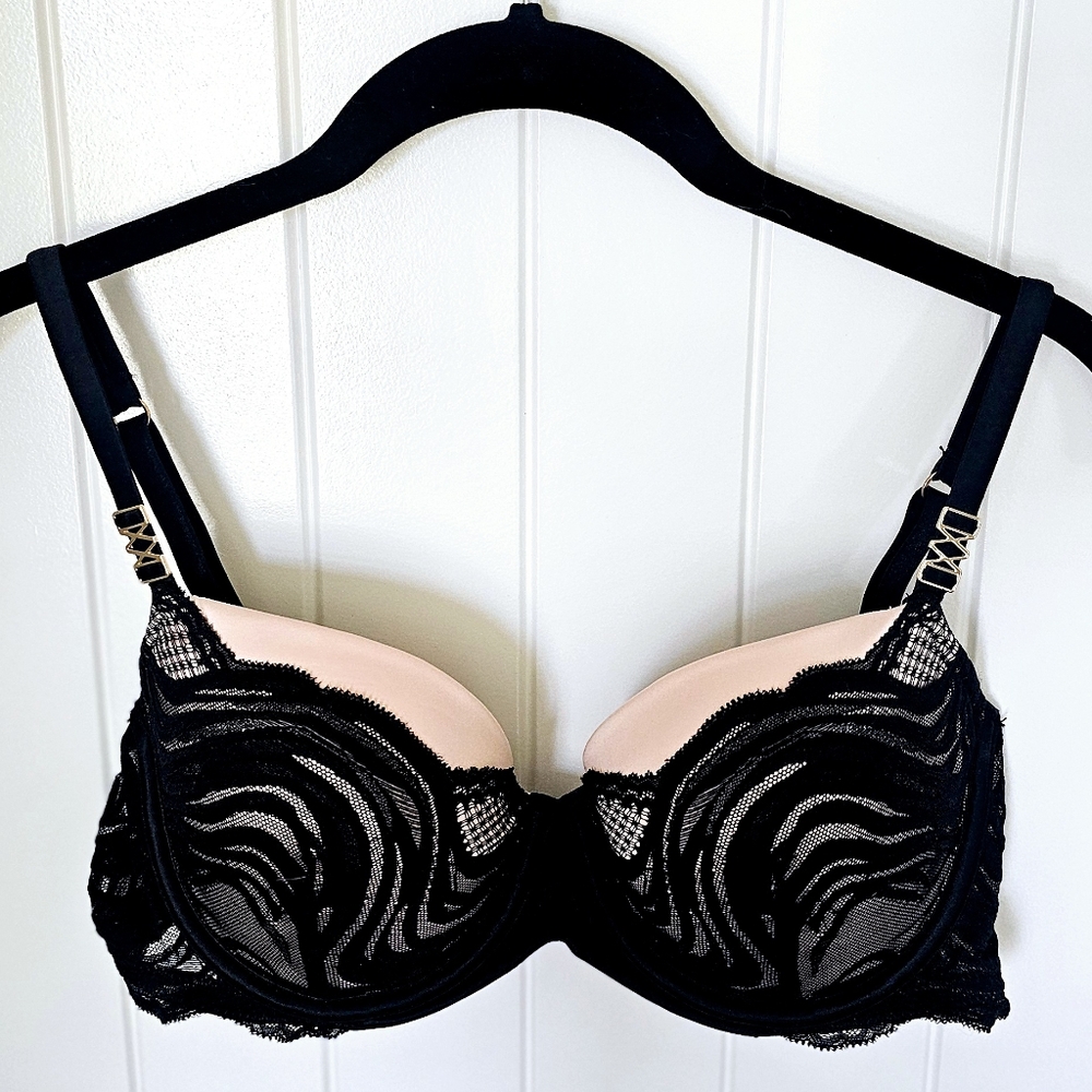 NWOT New black lace Pleasure State push-up Bra, 36C